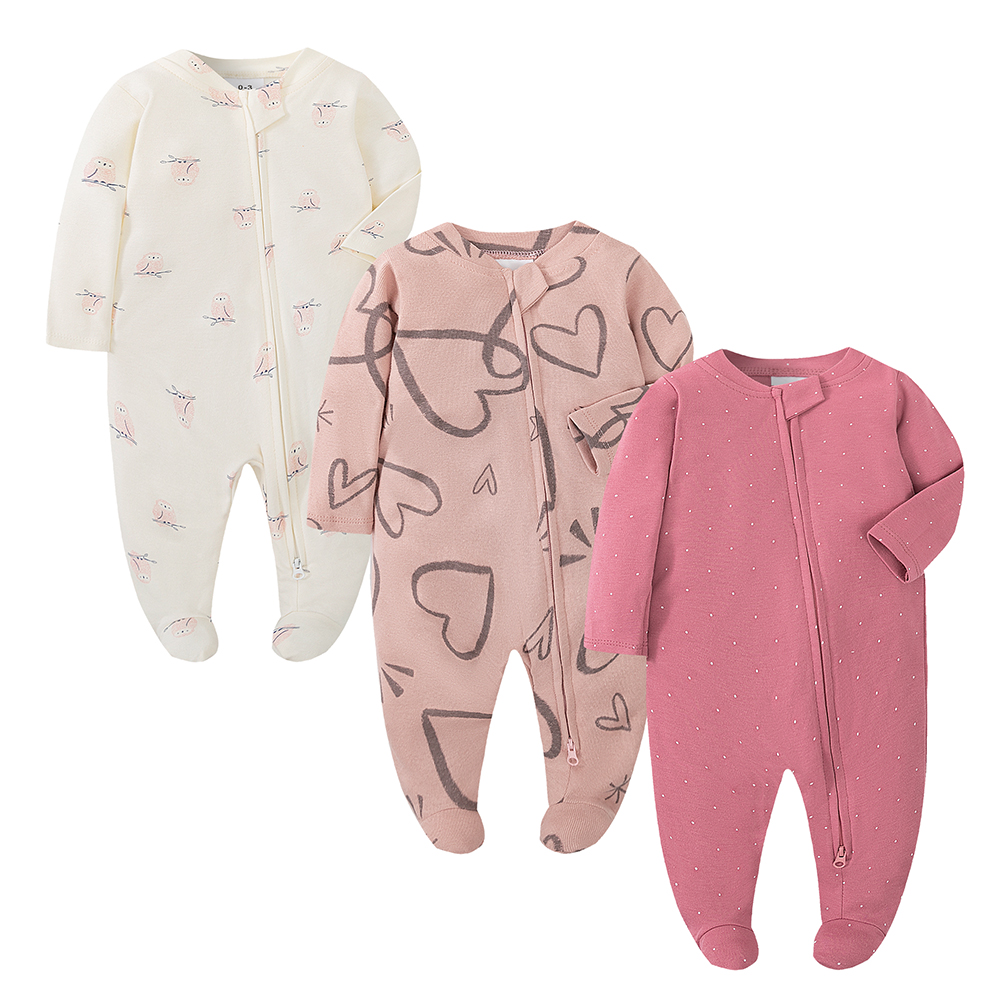 Baby Clothing Wholesale - Unisex Newborn Baby Footed Pajamas Long