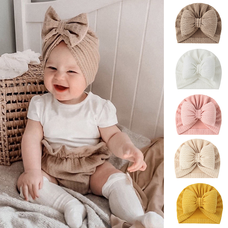 Baby Hat Beanie - Cute Bowknot Baby Turban Hat Soft