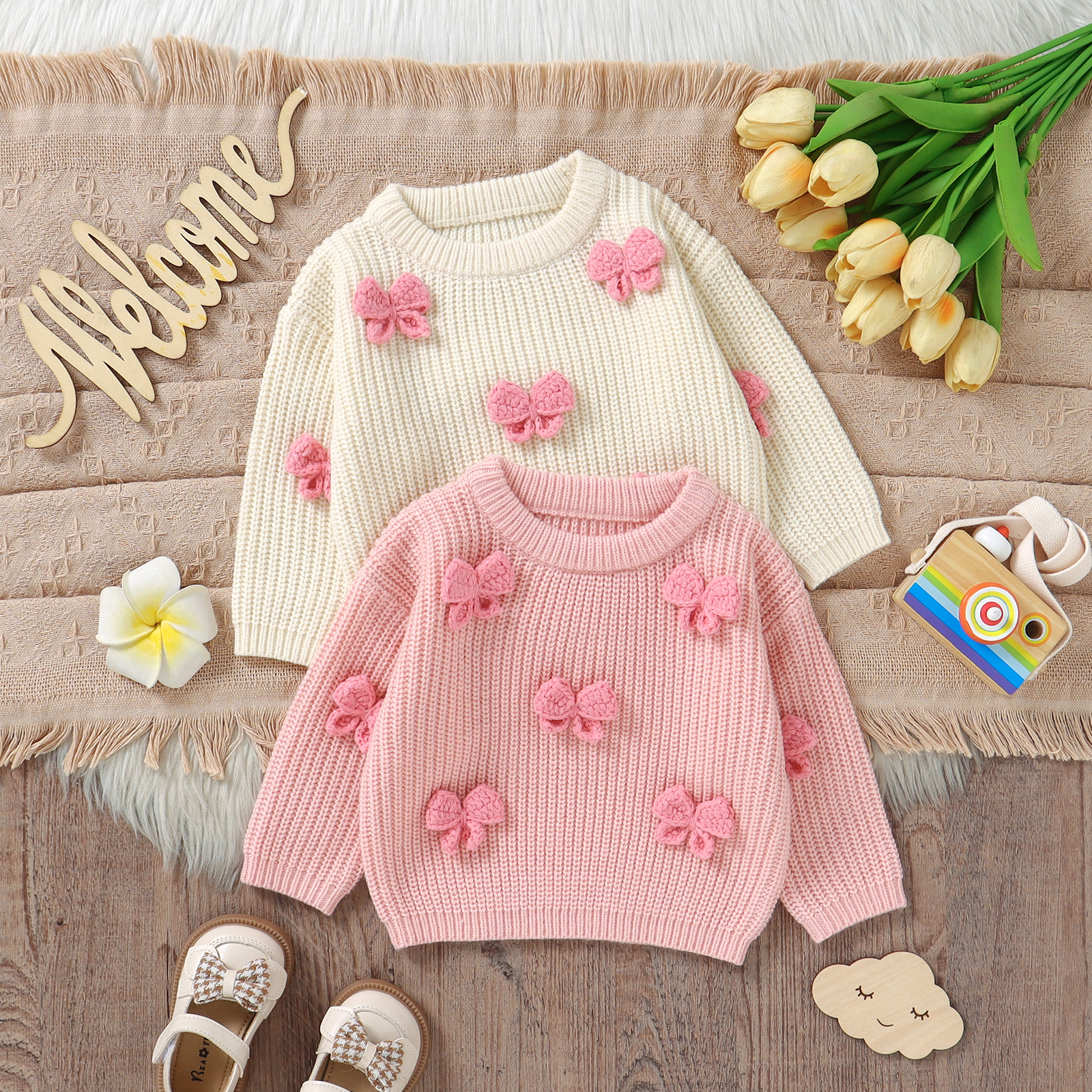 Baby Clothing Jumper - Fashion Bowknot Knitted Baby Girls Sweaters