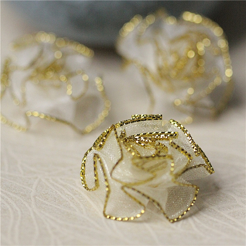 Baby Clothing Bag - Artificial Gold Wire Pleat Flower Heads,