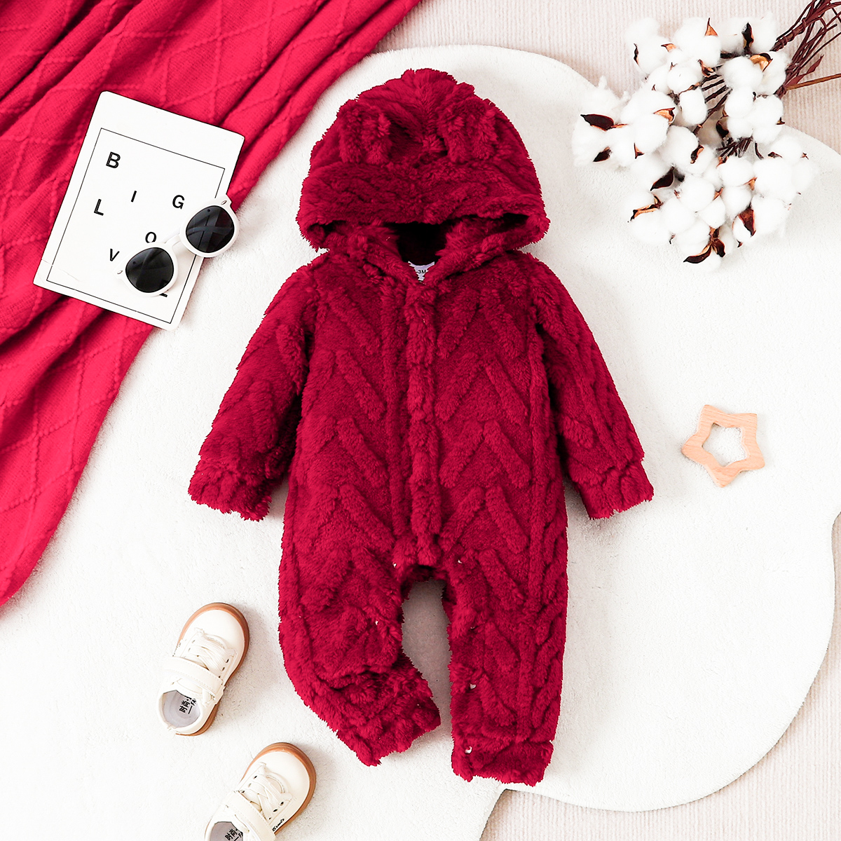 Baby Clothing Wholesale - 1pc Winter Baby Red Bear Ear