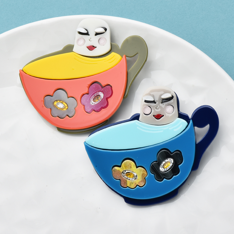 Baby Clothing Bag - Wuli&baby Acrylic Cartoon Cup Brooches 2-color