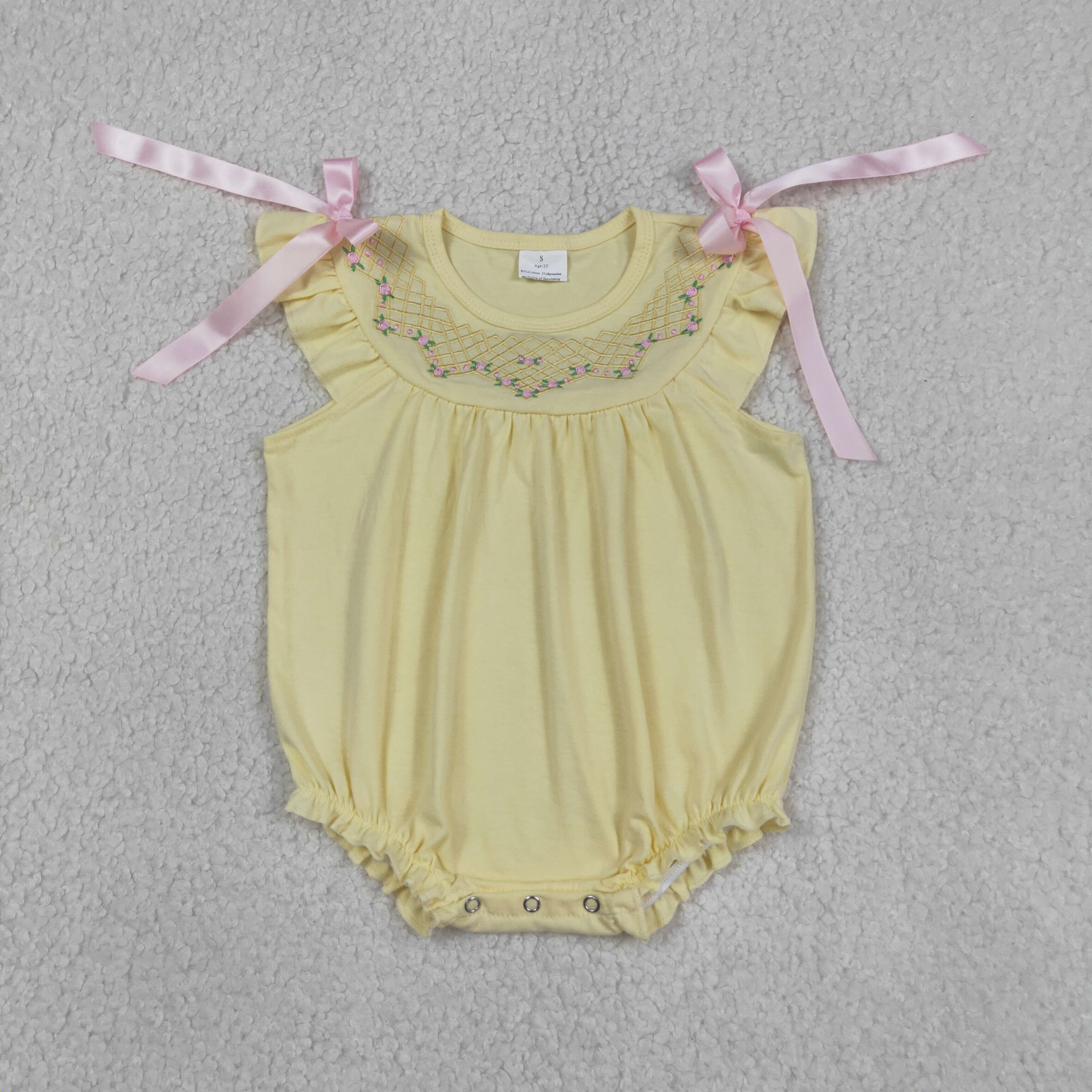 Baby Clothing Wholesale - Wholesale Newborn Embroidery Floral Bubble Romper