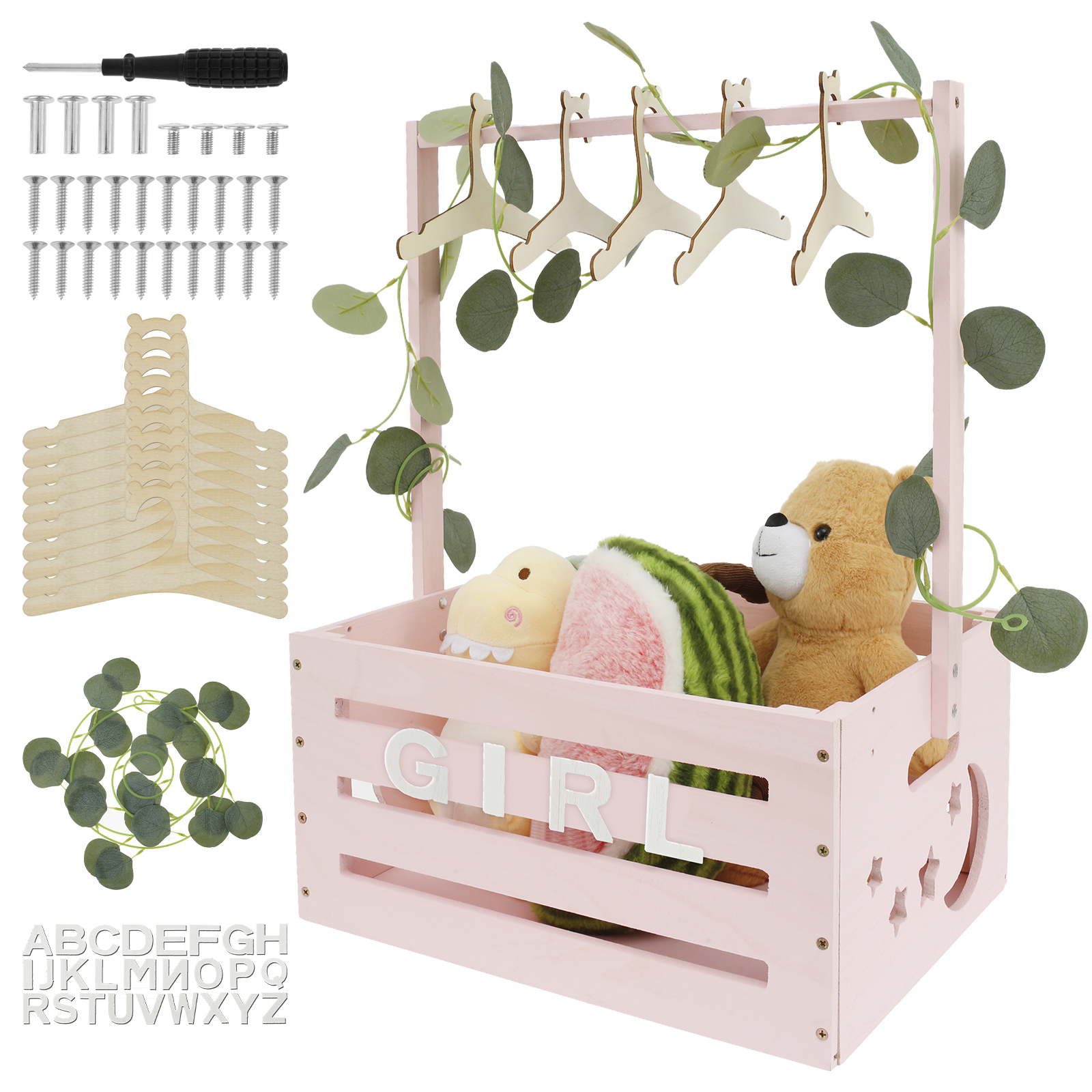 Baby Clothing Basket - Wood Baby Shower Storage Basket Portable