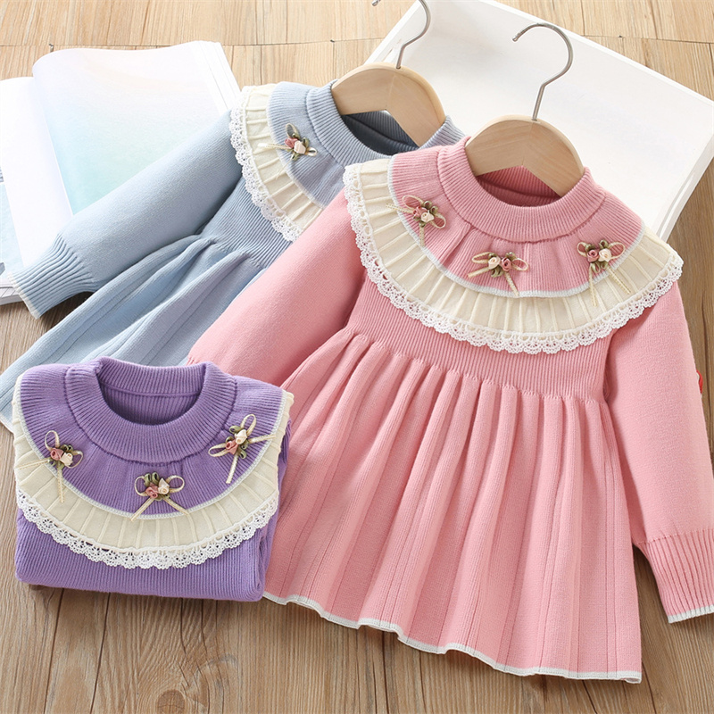 Baby Girls' Knitted Dress Chil - Baby Clothing Jumper บทวิจารณ์และราคา
