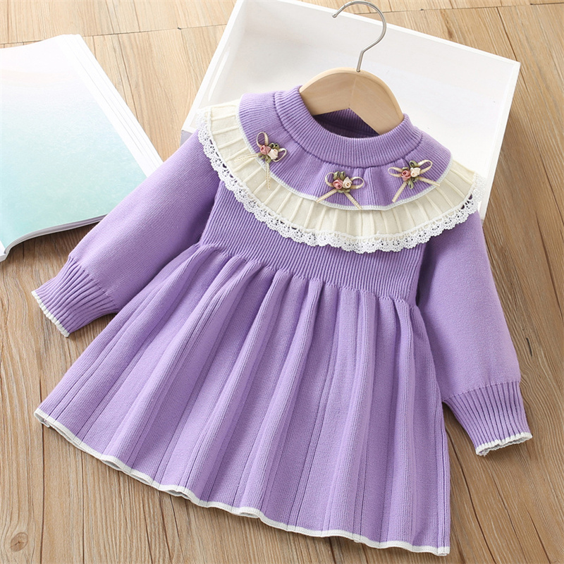 Baby Girls' Knitted Dress Chil - Baby Clothing Jumper บทวิจารณ์และราคา