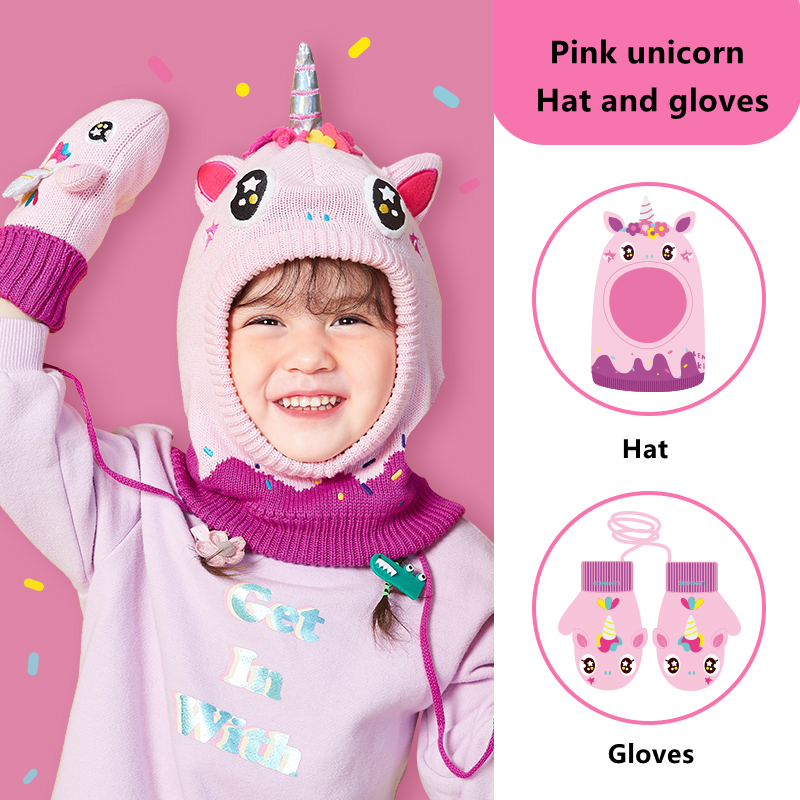 Kids Hat Scarf Gloves Set 3D D - Baby Hat Beanie บทวิจารณ์และราคา