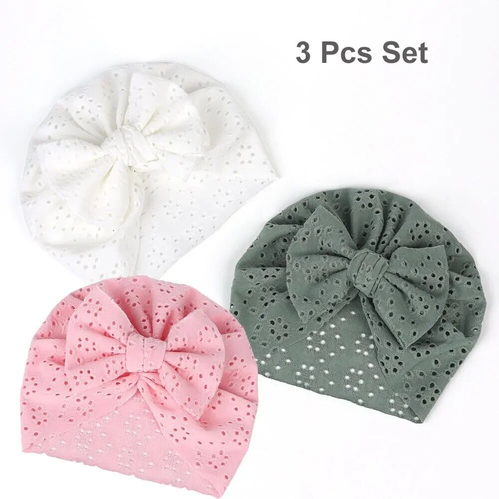 3Pcs Summer Baby Bow Turban Ha - Baby Hat Beanie บทวิจารณ์และราคา