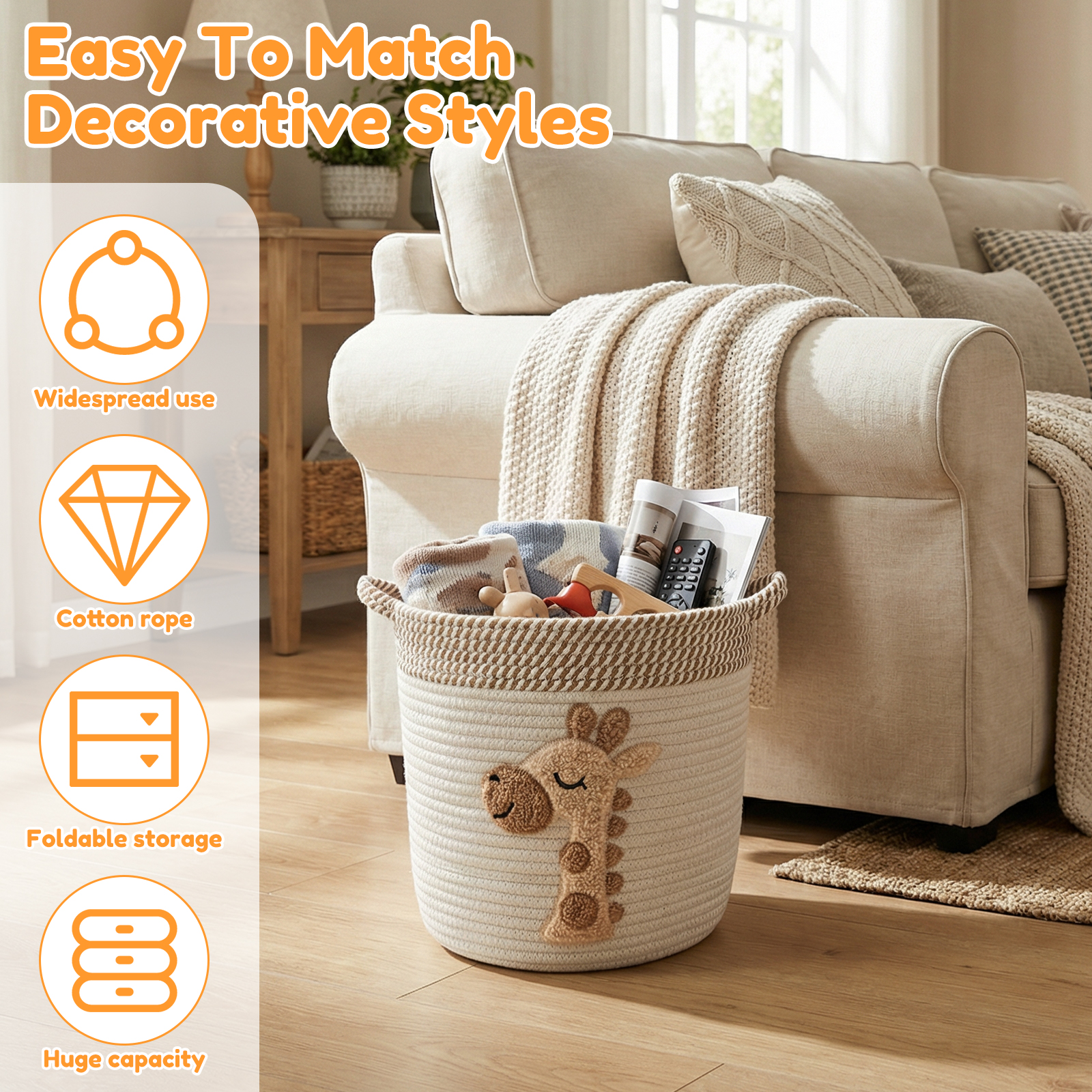 Cotton Rope Storage Basket Lar - Baby Clothing Basket บทวิจารณ์และราคา