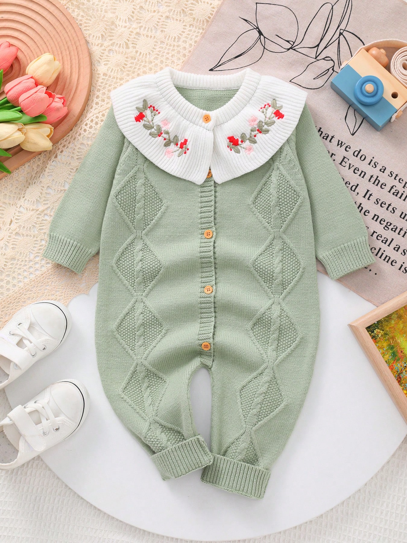Baby Girl Knitted Embroidered  - Baby Clothing Stores บทวิจารณ์และราคา