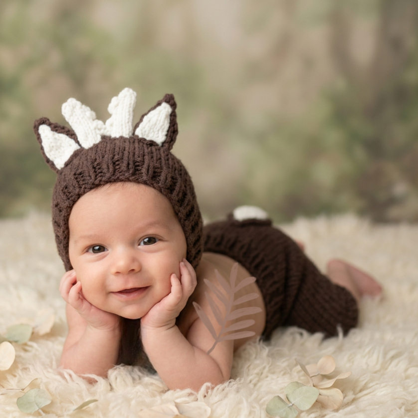 2Pcs Newborn Fawn Outfit Photo - Baby Hat Beanie บทวิจารณ์และราคา