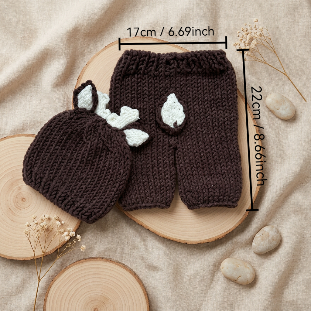 2Pcs Newborn Fawn Outfit Photo - Baby Hat Beanie บทวิจารณ์และราคา