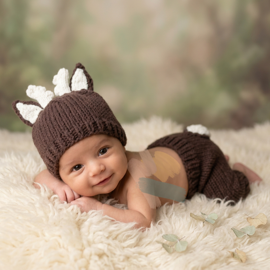 2Pcs Newborn Fawn Outfit Photo - Baby Hat Beanie บทวิจารณ์และราคา