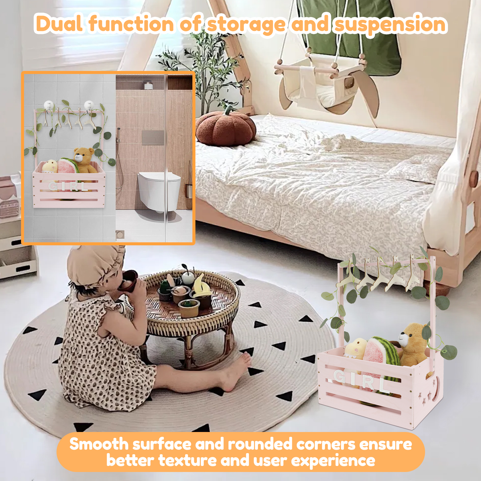 Wood Baby Shower Storage Baske - Baby Clothing Basket บทวิจารณ์และราคา