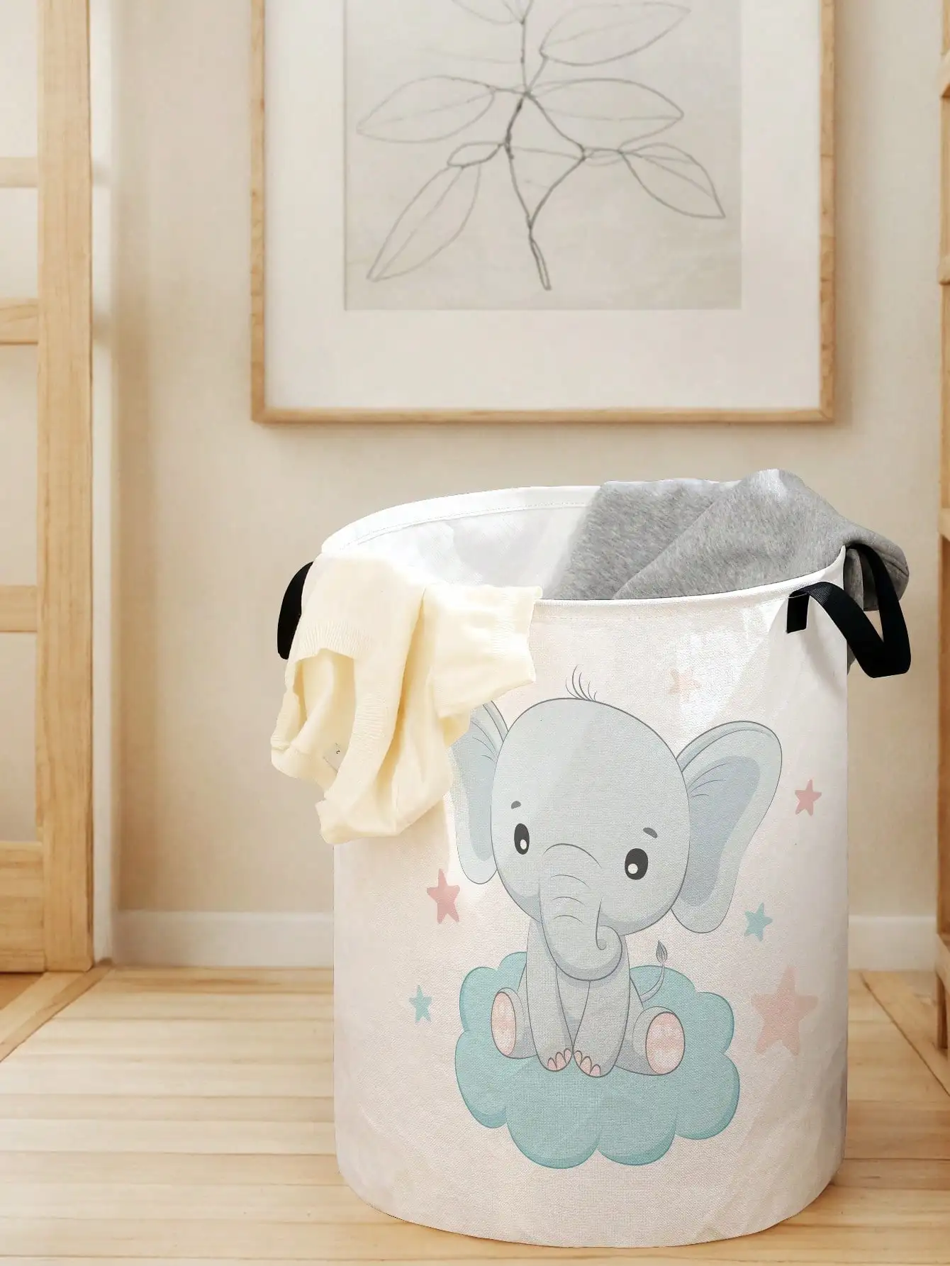 1pc Cute Elephant Pattern Fold - Baby Clothing Basket บทวิจารณ์และราคา