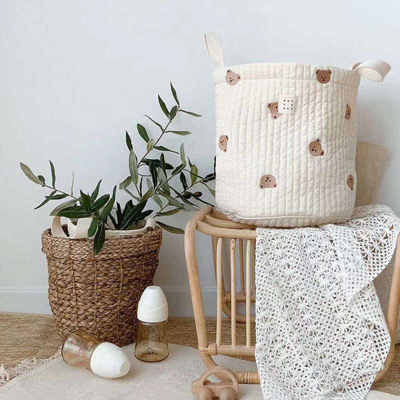 Beige Cotton Embroidery Baby D - Baby Clothing Basket บทวิจารณ์และราคา